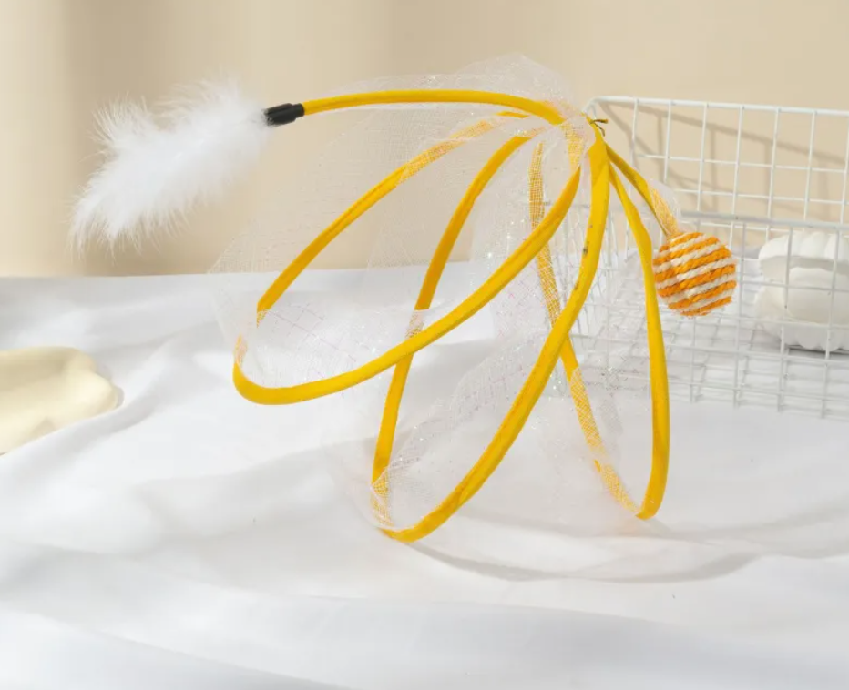 Folding Cat Tunnel with Feather Toy