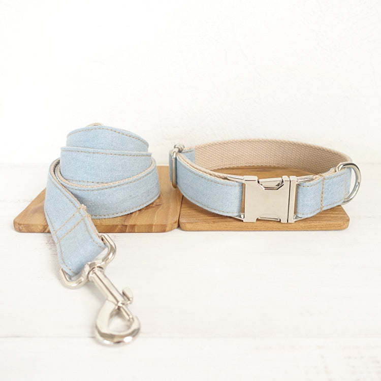 Denim Collar and Lead Set — Five Sizes