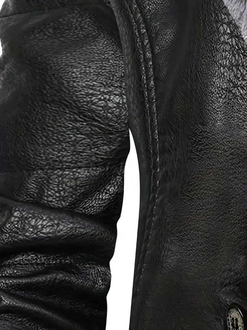 Plus Size Men's Faux Leather Business Coat for Winter