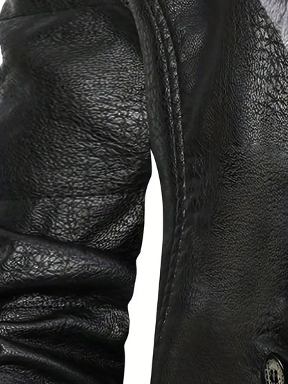 Plus Size Men's Faux Leather Business Coat for Winter