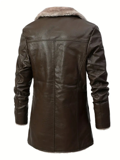 Plus Size Men's Faux Leather Business Coat for Winter
