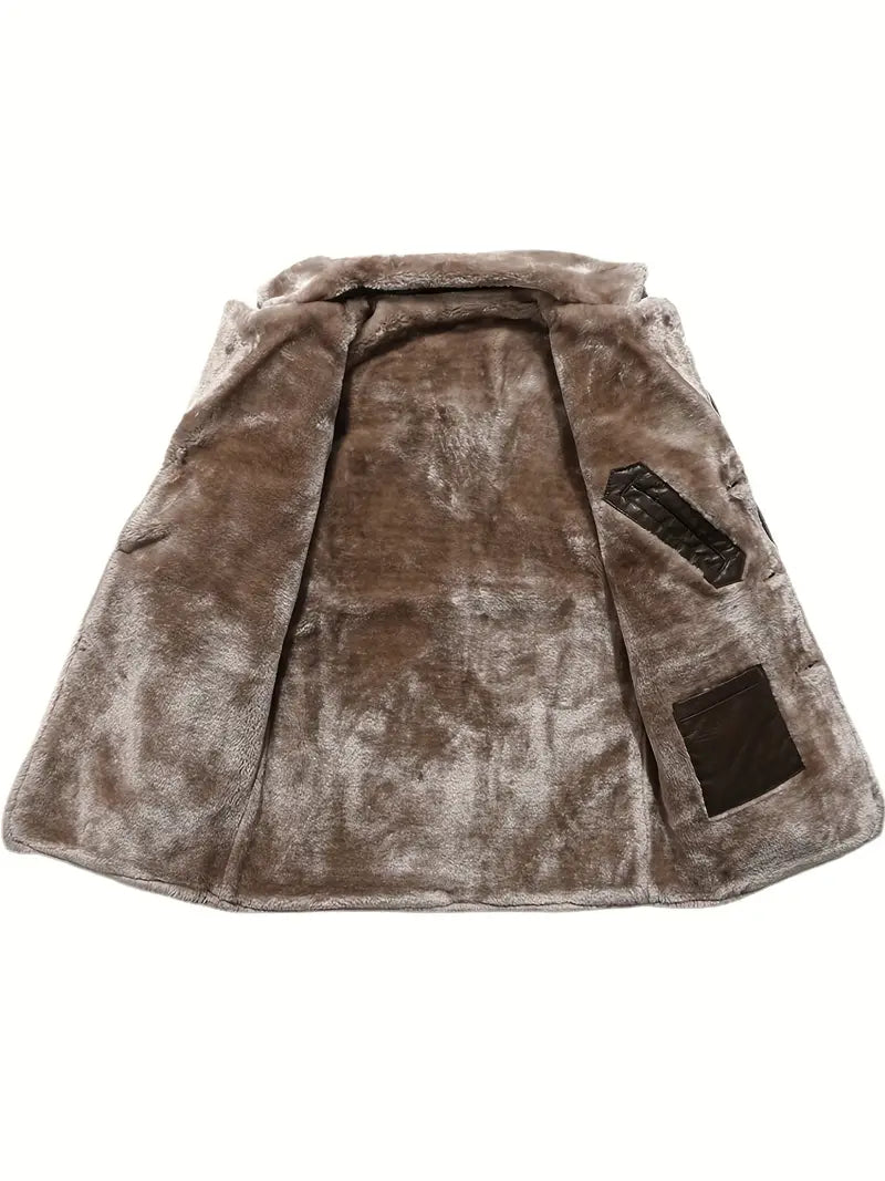 Plus Size Men's Faux Leather Business Coat for Winter