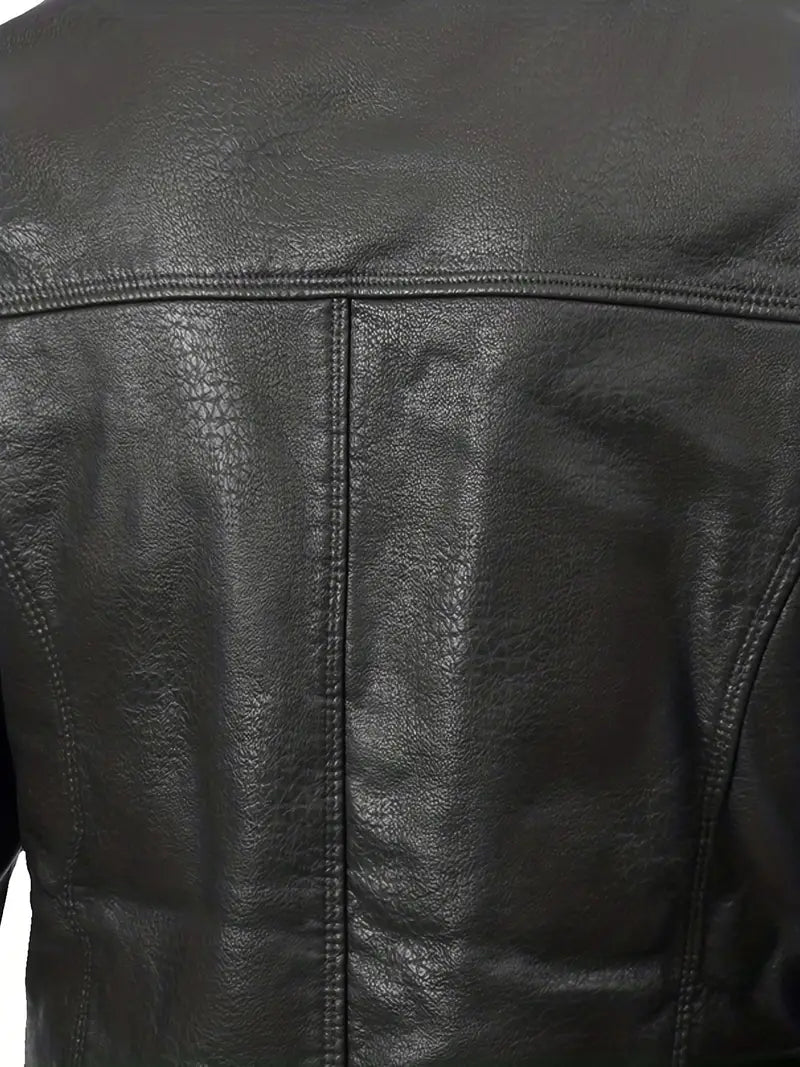 Plus Size Men's Faux Leather Business Coat for Winter