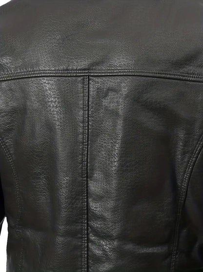 Plus Size Men's Faux Leather Business Coat for Winter