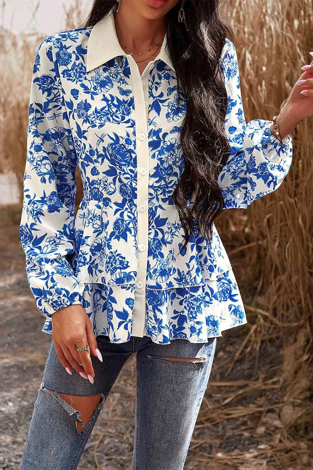 Cascade Ruffle Blouse
